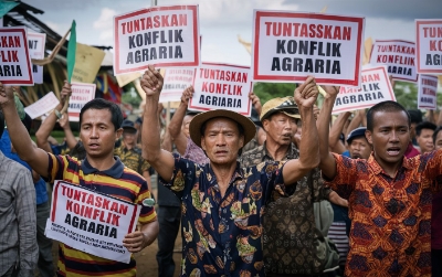 Ilustrasi warga sedang demo akibat konflik agraria