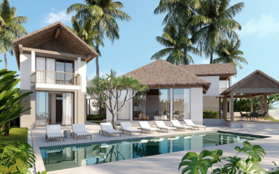 Ilustrasi villa mewah dan nyaman.