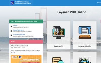 Tampilan depan situs untuk membayar PBB online Surabaya.