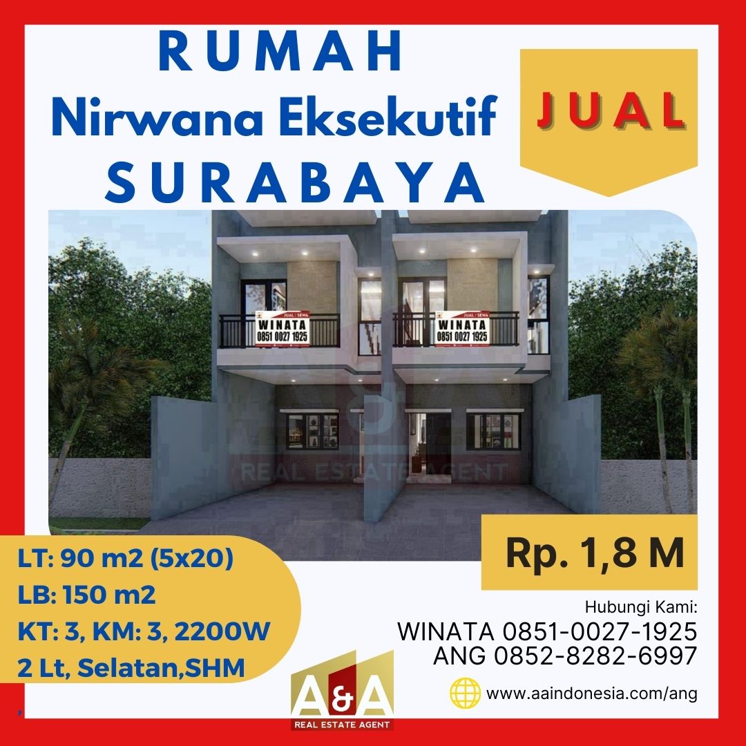 Dijual Rumah Baru Murah Strategis 2 Lantai Nirwana Eksekutif Surabaya Timur - Image 1
