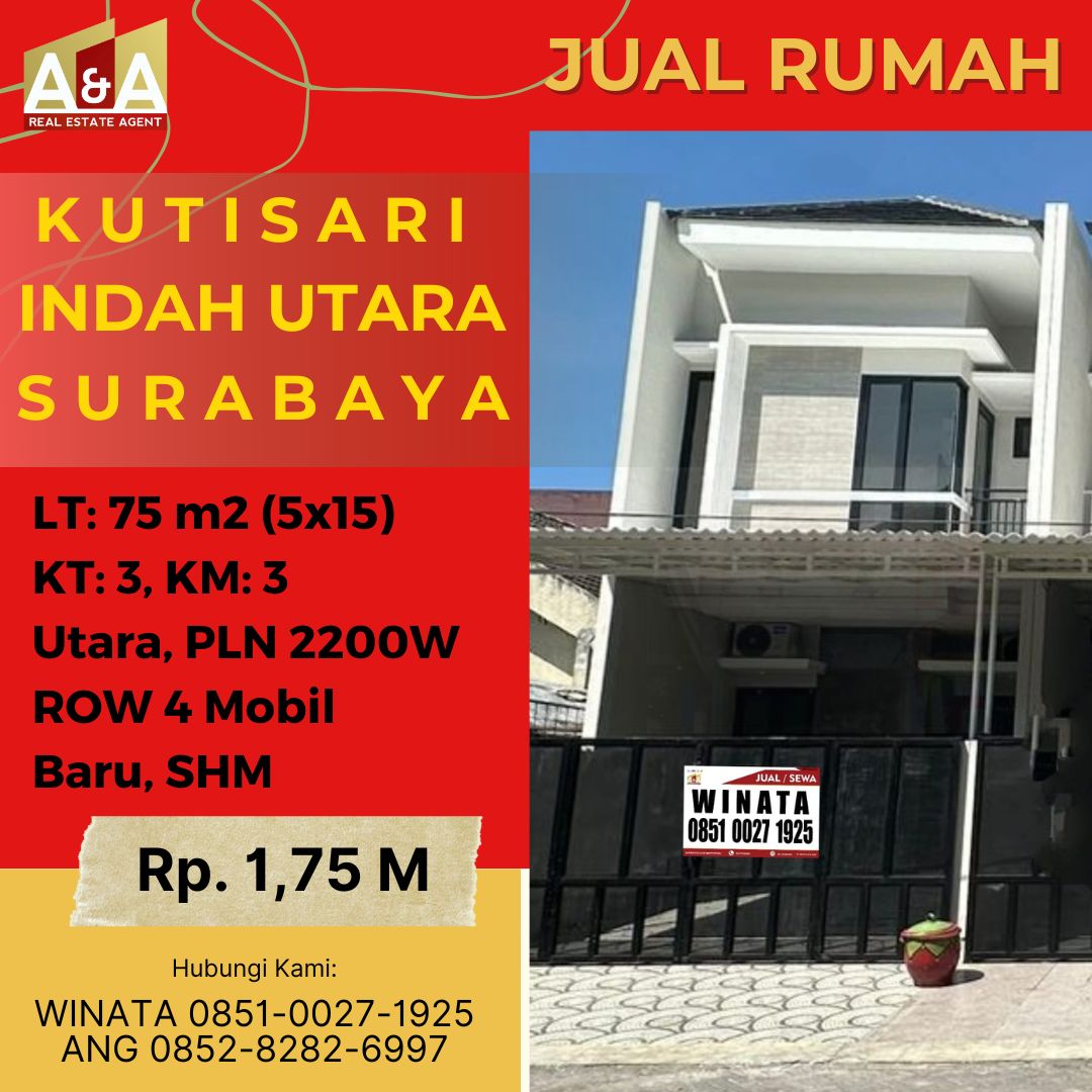 Rumah Baru 2 Lantai Murah Strategis 1 M-an Kutisari Indah Utara Surabaya Timur - Image 1