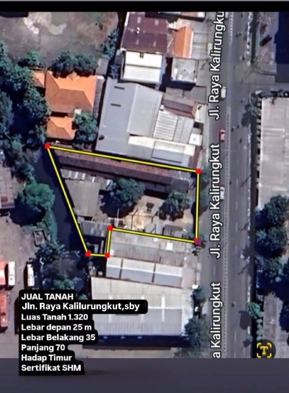 Dijual Tanah Nol jalan Lokasi Strategis Raya Kali Rungkut Surabaya Timur - Image 1
