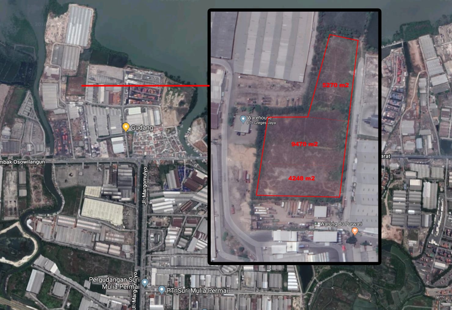 Dijual Tanah Luas di Wilayah Greges Jaya Surabaya Barat - Image 1
