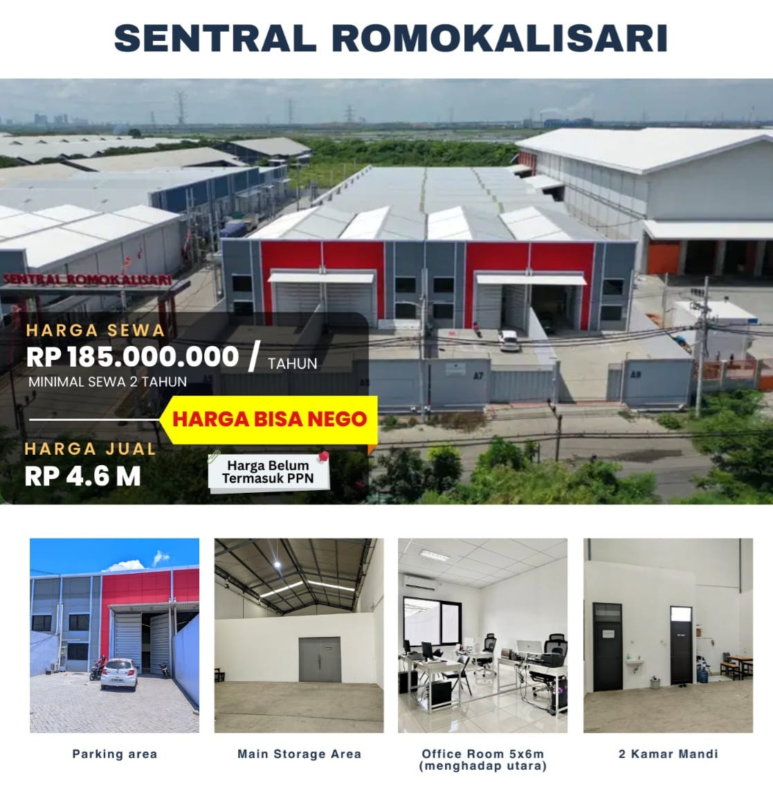 Dijual/Disewakan Gudang Strategis di Sentral Romokalisari Surabaya Barat - Image 1