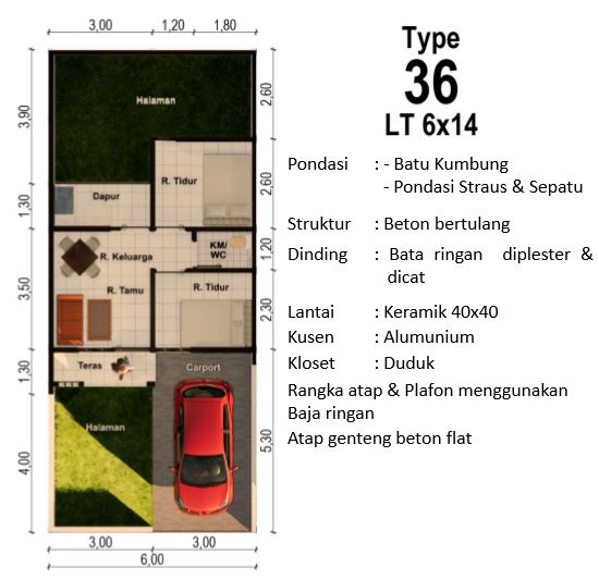 TIPE 36 (6X14) - Gambar 1