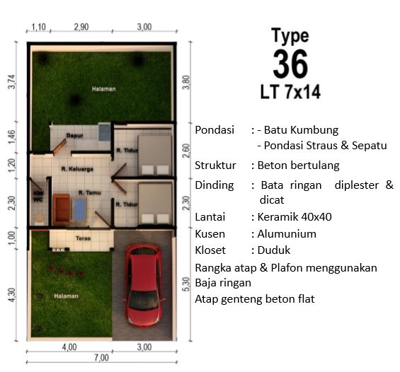 TIPE 36 (7X14) - Gambar 1